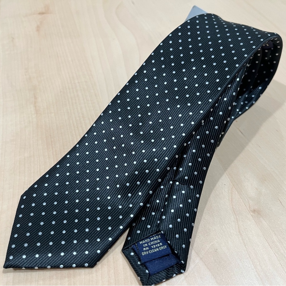 U.S. Polo Assn. Black and White Polka Dot Tie